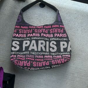 Pink and Gray Paris Print Tote Bag